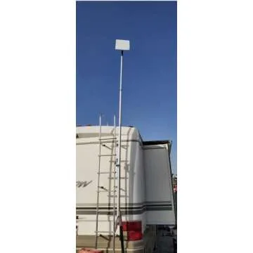 EEZ RV Products Telescopic 10ft Pole with Starlink (GEN 2 / V2) Adapter and RV Ladder Mounting Bracket Kit - Fits 1.0 inch Ladder Rails