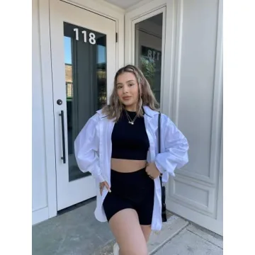 IWEMEK Workout Sets for Women Seamless Short Sleeve Crop Top T-shirt Tummy Control High Waist Biker Shorts 2 Piece Gym Yoga Outfits Tracksuit Sportswear Black Small