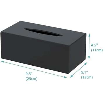 HIIMIEI Acrylic Tissue Box Cover Tissue Holder Napkin Dispenser for Home Office Restaurant-Black