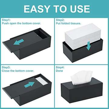 HIIMIEI Acrylic Tissue Box Cover Tissue Holder Napkin Dispenser for Home Office Restaurant-Black