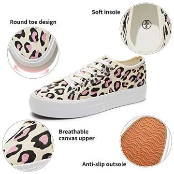 Women's Pink Leopard Platform Sneakers for Casual Style