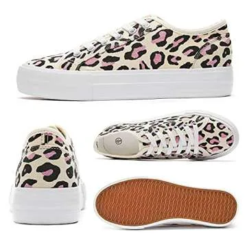 Women's Pink Leopard Platform Sneakers for Casual Style