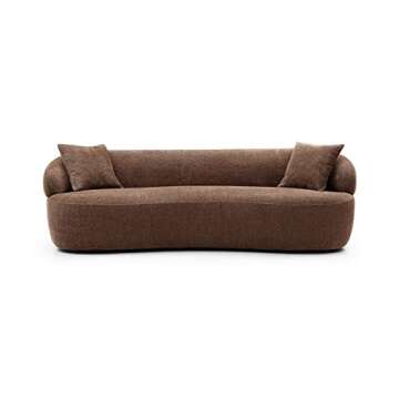 Cloud Curved Sofa Upholstered Deap Seat Sectional Half Moon Couch with 2 Throw Pillows,Modern Luxury 3-Seat Boucle Fabric Leisure Sofá for Living Room Furniture Set