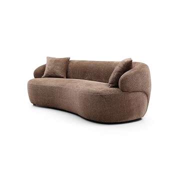 Cloud Curved Sofa Upholstered Deap Seat Sectional Half Moon Couch with 2 Throw Pillows,Modern Luxury 3-Seat Boucle Fabric Leisure Sofá for Living Room Furniture Set