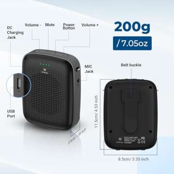 Wireless Bluetooth Voice Amplifier for Teachers – 15W Portable Mini Speaker
