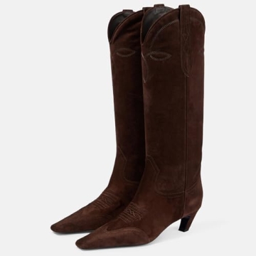 Stylish DOEYG Brown Suede Cowboy Boots for Women