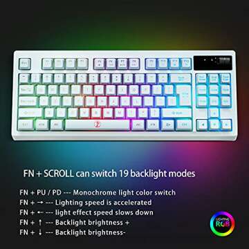 ZJFKSDYX C87 Wireless Gaming Keyboard & Mouse Combo: Ergonomic, RGB Backlit, Rechargeable, Waterproof, 2.4G Connectivity, Anti-Ghosting - Long Battery Life & Plug and Play (White)