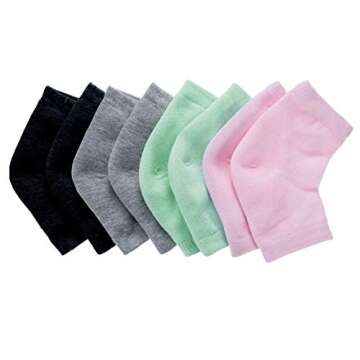 Nado Care Moisturizing Socks Lotion Gel for Dry Cracked Heels - Spa Gel Socks Humectant Moisturizer Heel Balm Foot Care Heel Softener Compression Cotton - 4 Pair