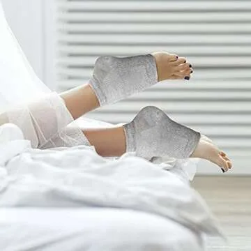 Nado Care Moisturizing Socks Lotion Gel for Dry Cracked Heels - Spa Gel Socks Humectant Moisturizer Heel Balm Foot Care Heel Softener Compression Cotton - 4 Pair