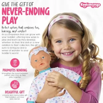 KOOKAMUNGA KIDS 16 Inch Interactive Baby Doll - Realistic Baby Doll that Cries, Talks, Laughs, Moves, Sucks Pacifier Toy - Crying Baby Doll Cute Sounds - Talking Baby Dolls for Toddlers Girls Ages 2 +