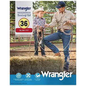 Wrangler mens Premium Performance Advanced Comfort Cowboy Cut Slim jeans, Mid Stone, 31W x 34L US