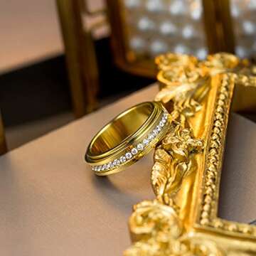 Kainier Spinner Anxiety Ring with Cubic Zirconia Stones