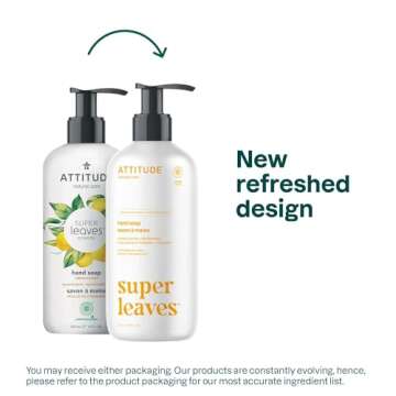 ATTITUDE Liquid Hand Soap, EWG Verified, Plant and Mineral-Based, Vegan Personal Care Products, Lemo...