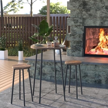 VECELO Bistro Table Set with 2 Barstools for Dining