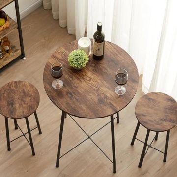 VECELO Bistro Table Set with 2 Barstools for Dining