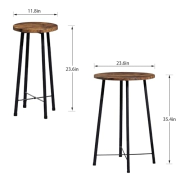 VECELO Bistro Table Set with 2 Barstools for Dining