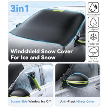 Nmoiss Heavy-Duty Windshield Snow Cover & Ice Scraper - All-in-One Winter Car Kit
