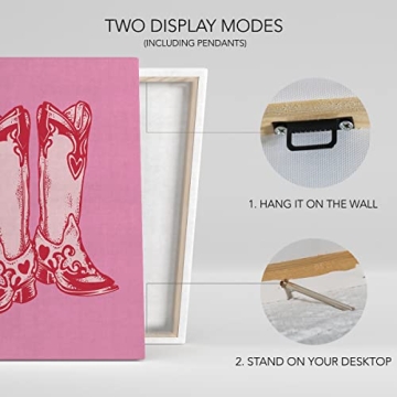 NISTOMISU Cowboy Boot Canvas Wall Decor Gift for Home