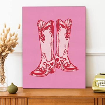 NISTOMISU Cowboy Boot Canvas Wall Decor Gift for Home