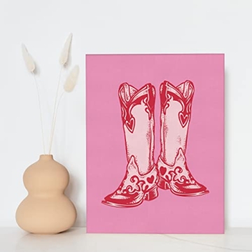 NISTOMISU Cowboy Boot Canvas Wall Decor Gift for Home