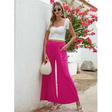 GRAPENT Sweatpants for Women with Pockets Women's Fall Clothes Women's Lounge Pants Women Clothes Wide Leg Pants Summer Womens Winter Pants Women's Wide Leg Pants Hot Pink X-Large Size 16 Size 18