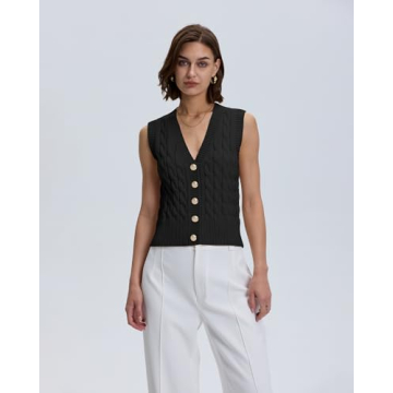 Locachy Women's Stylish V Neck Sleeveless Sweater Vest 2024