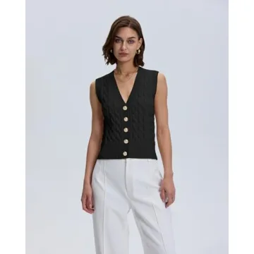 Locachy Women's Stylish V Neck Sleeveless Sweater Vest 2024