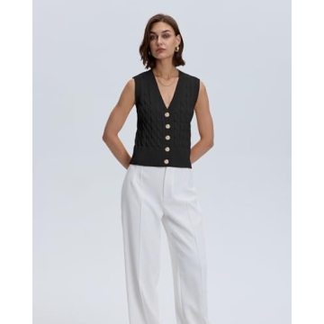Locachy Women's Stylish V Neck Sleeveless Sweater Vest 2024