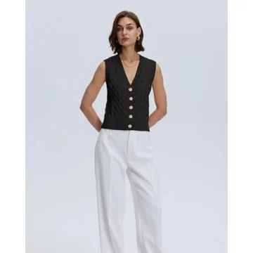 Locachy Women's Stylish V Neck Sleeveless Sweater Vest 2024