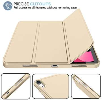 iMieet iPad Air 11 Inch Case M2 2024, iPad Air 5th/4th Generation Case 2022/2020 10.9 Inch with Pencil Holder, Trifold Stand Smart Case(Champagne Gold)