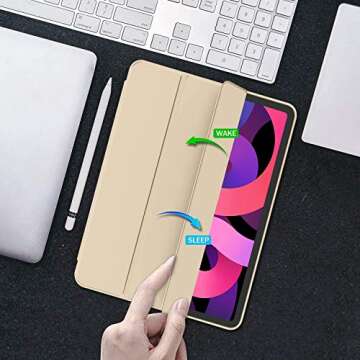 iMieet iPad Air 11 Inch Case M2 2024, iPad Air 5th/4th Generation Case 2022/2020 10.9 Inch with Pencil Holder, Trifold Stand Smart Case(Champagne Gold)