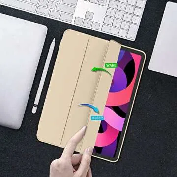 iMieet iPad Air 11 Inch Case M2 2024, iPad Air 5th/4th Generation Case 2022/2020 10.9 Inch with Pencil Holder, Trifold Stand Smart Case(Champagne Gold)