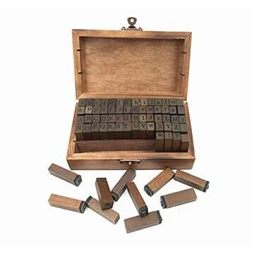 Alphabet Stamps Set for Kids - Vintage Rubber Kit for DIY Crafts