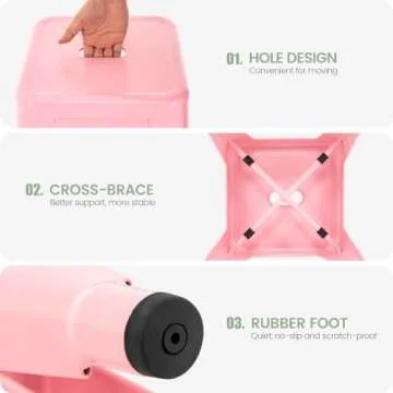 Brage Living 18 Inch Industrial Metal Stools Set of 4, Stackable Classroom Stools, Backless Metal Dining Chairs for Indoor Outdoor, Kitchen Short Stools (Pink)