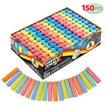 JOYIN 150 Pcs Sidewalk Chalk Set in 30 Packs, 5 Colors, Giant Box Non-Toxic Jumbo Washable Chalk for...
