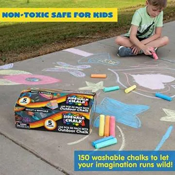 JOYIN 150 Pcs Sidewalk Chalk Set in 30 Packs, 5 Colors, Giant Box Non-Toxic Jumbo Washable Chalk for Outdoor Art Play, Painting on Chalkboard, Kitchen, Blackboard, Playground, Outdoor