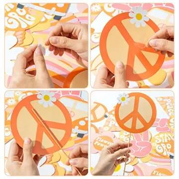 A1diee Groovy Retro Hippie Party Centerpieces for Tables