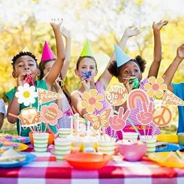 A1diee Groovy Retro Hippie Party Centerpieces for Tables