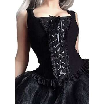 Summer Black Bandage Tank Tops Women Gothic Grunge Vintage Lace Up Sexy Sleeveless Mesh Ruffles Tops