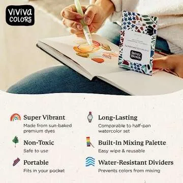 Viviva Colors Travel Watercolor Set - Vibrant & Mess-Free
