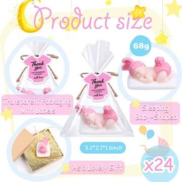 Otuuz 24 Packs Baby Shower Soap Favors Handmade Sleeping Baby Shower Scented Soap with Gift Tags for...
