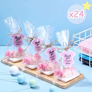 Otuuz 24 Packs Baby Shower Soap Favors Handmade Sleeping Baby Shower Scented Soap with Gift Tags for Guests Girl Boy Favors Decor (Classic Pink)