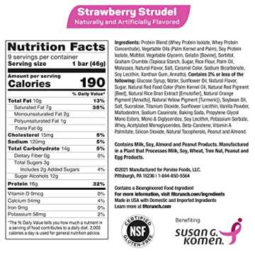 FITCRUNCH Snack Size Protein Bars, 6-Layer Baked Bar, 3g of Sugar, Gluten Free & Soft Cake Core (9 B...