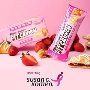 FITCRUNCH Snack Size Protein Bars, 6-Layer Baked Bar, 3g of Sugar, Gluten Free & Soft Cake Core (9 Bars, Strawberry Strudel)