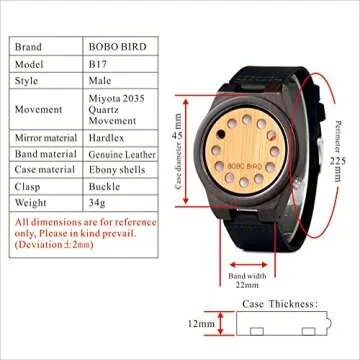 BOBO BIRD Bamboo Wooden Watch for Men with Leather Strap
