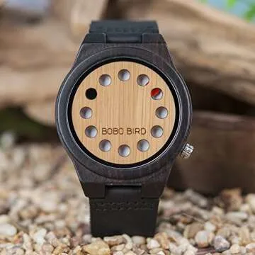 BOBO BIRD Bamboo Wooden Watch for Men with Leather Strap