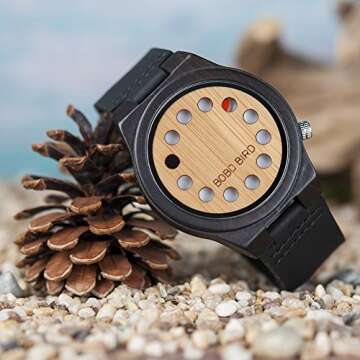 BOBO BIRD Bamboo Wooden Watch for Men with Leather Strap