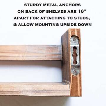 Set of 2 Rustic Floating Book Shelves for Kids Room Wall Shelves Bathroom Decor Vintage Floating Shelves Nursery Kitchen Spice Rack Nursery Bookshelves Organizer Farmhouse Bookshelf for Nursery