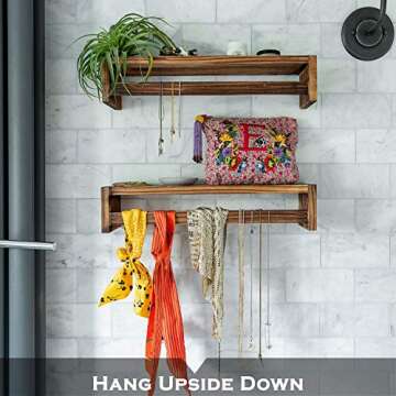 Set of 2 Rustic Floating Book Shelves for Kids Room Wall Shelves Bathroom Decor Vintage Floating Shelves Nursery Kitchen Spice Rack Nursery Bookshelves Organizer Farmhouse Bookshelf for Nursery