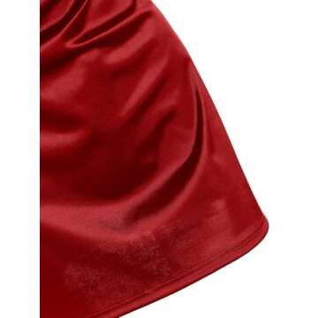 ZAFUL Women's Satin Sleeveless Spaghetti Strap Mini Dress Sexy Slip Cowl Neck Silky Cocktail Party Dresses(Red, S)